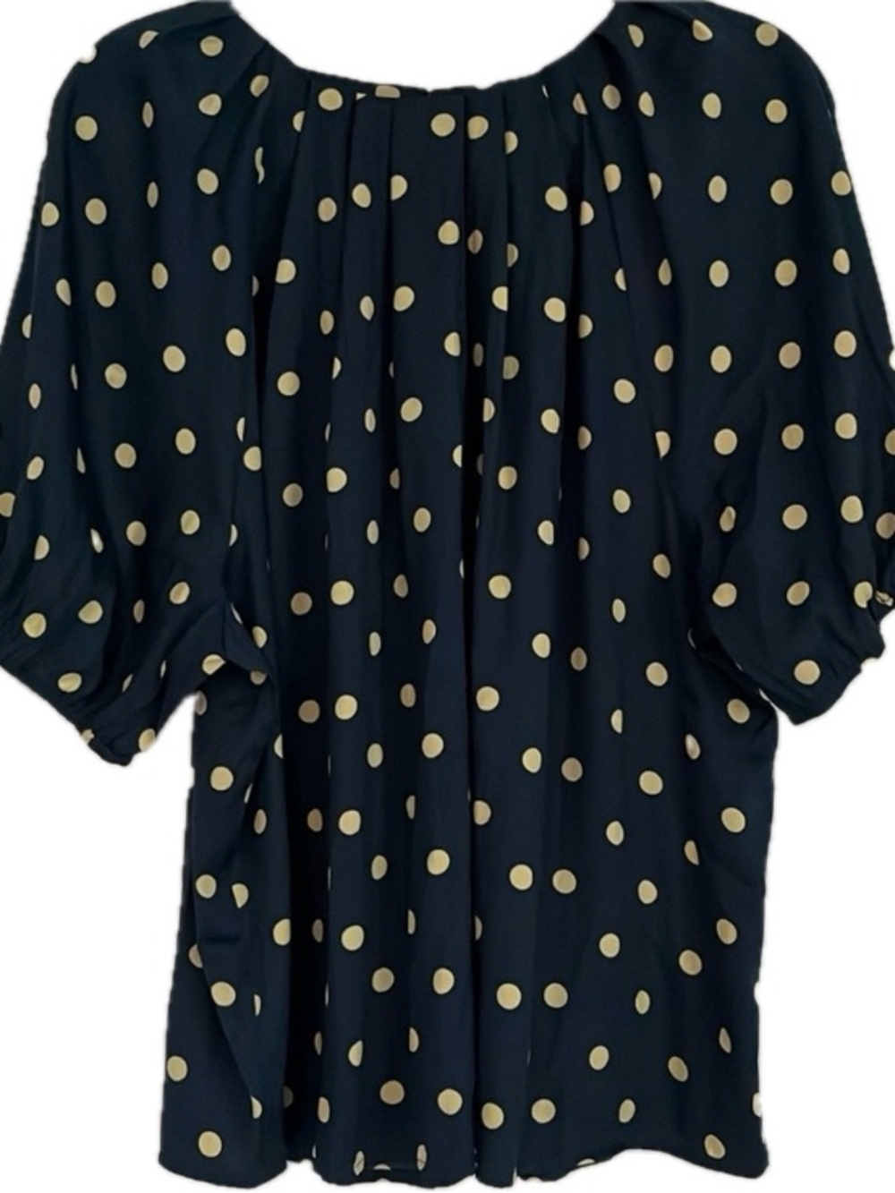 ANN TAYLOR Polka Dot Peasant Blouse - Blue and Cream oversized relax fit